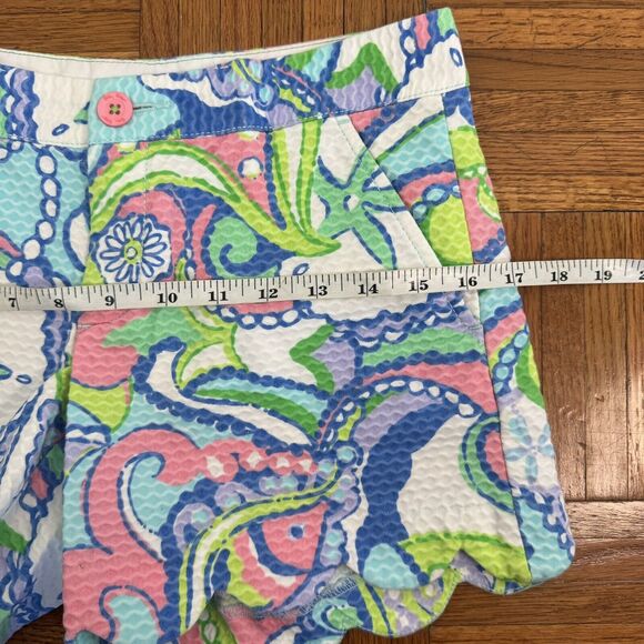 LILLY PULITZER Shorts Womens 00 The Callahan Floral Paisley Walking Blue Green - Picture 8 of 16